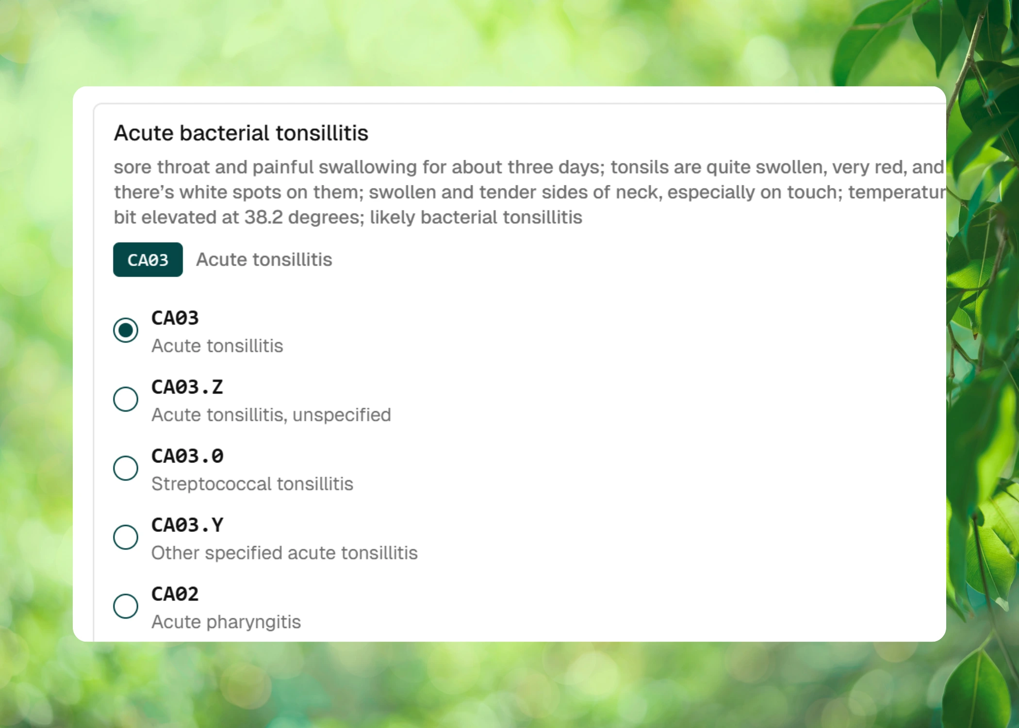 Extract medical codes from records instantly.